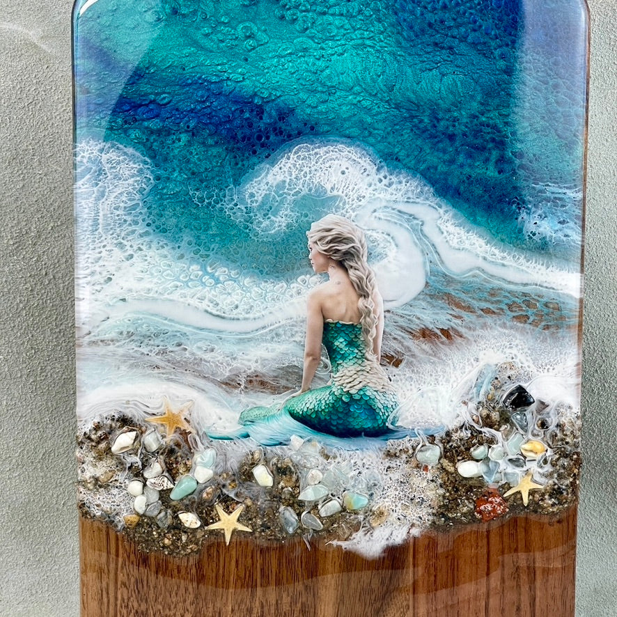 " Mermaid " Artisan Handmade Walnut Cheeseboard