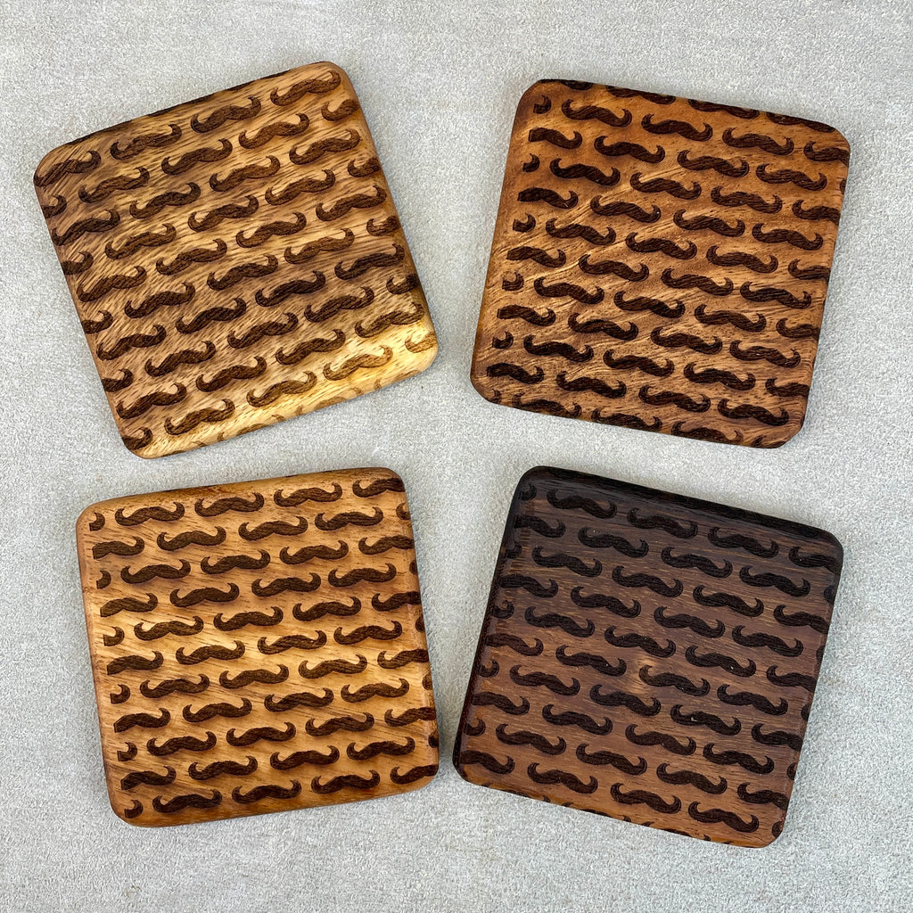 Etched Wood Coasters Natural 4x4