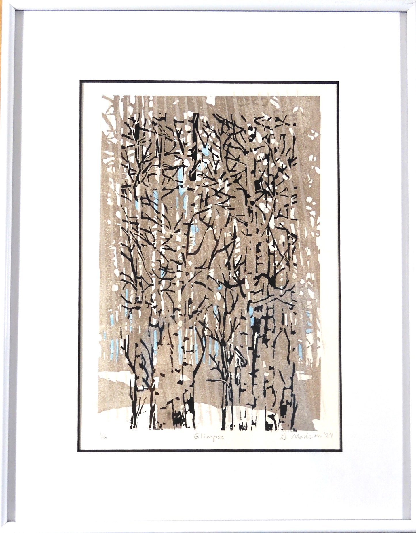 " Glimpse " Framed Original Relief Print