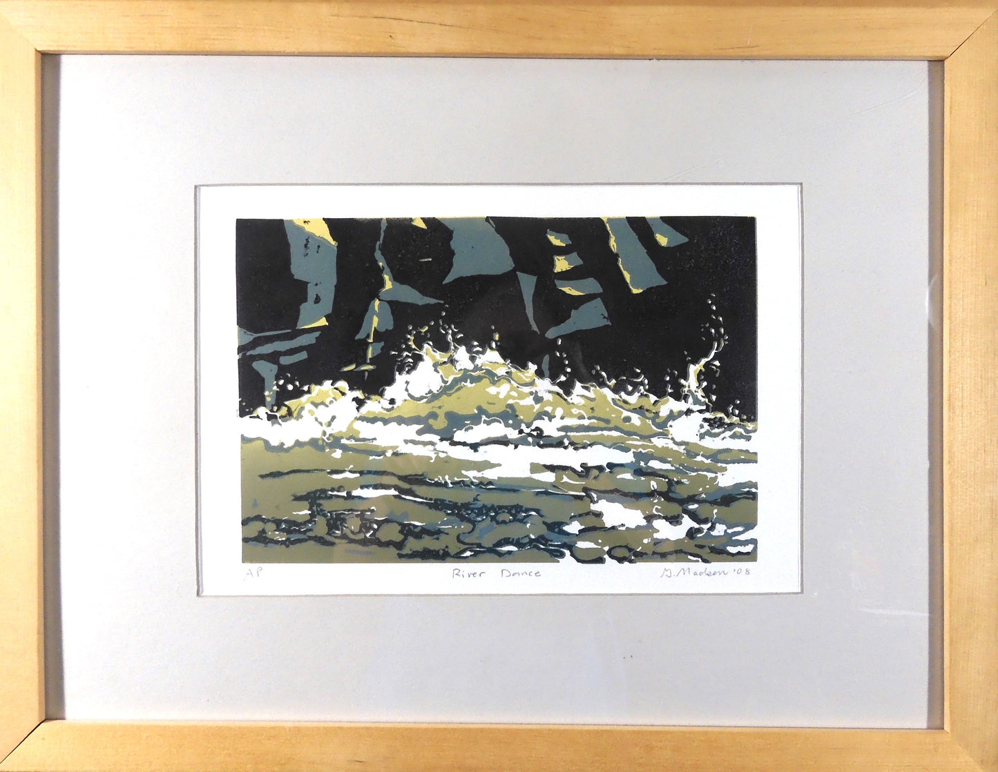 " River Dance " Framed Original Relief Print