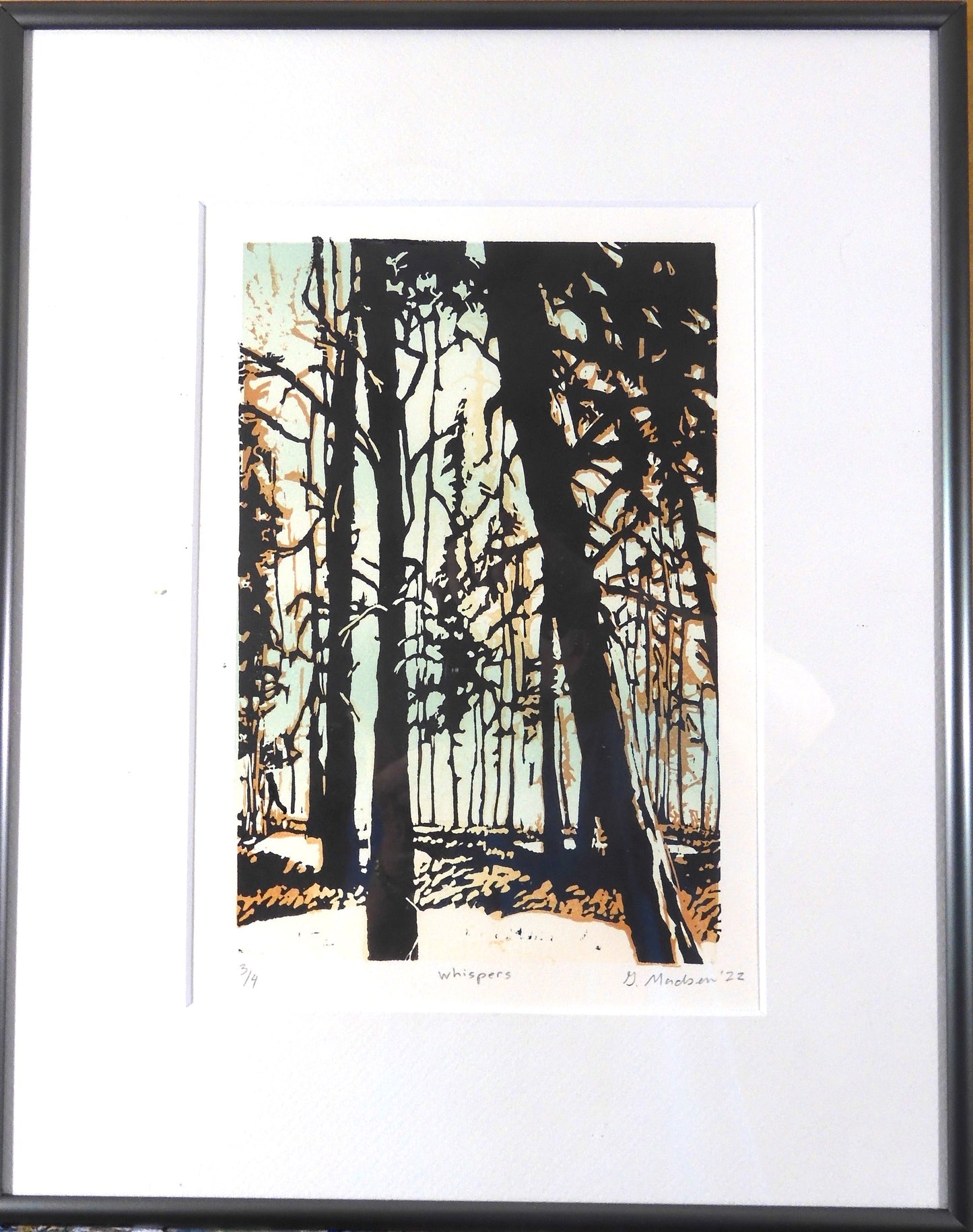 " Whispers " Framed Original Relief Print