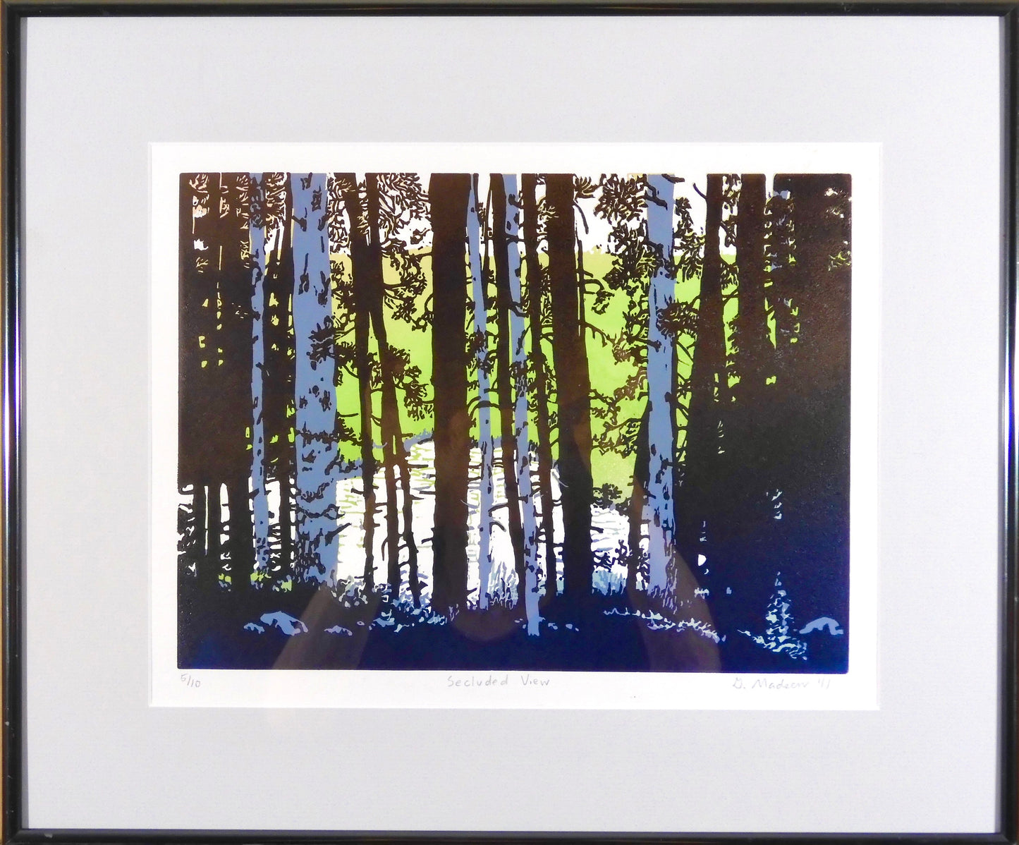 " Secluded View " Framed Original Relief Print