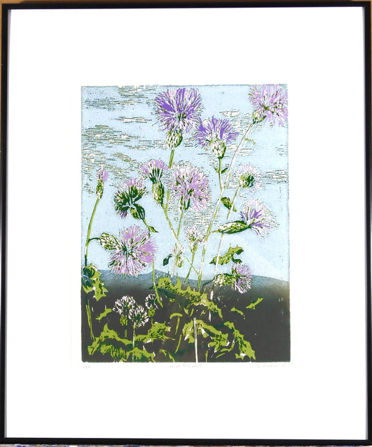 " Wild Flowers " Framed Original Relief Print