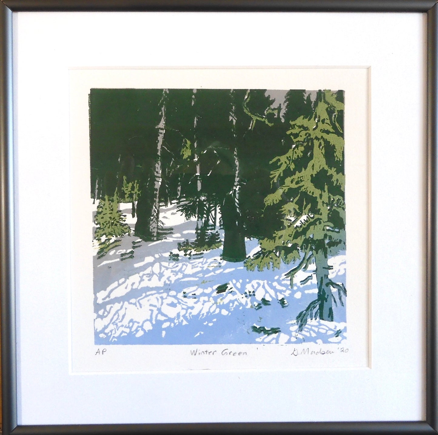 " Winter Green " Framed Original Relief Print