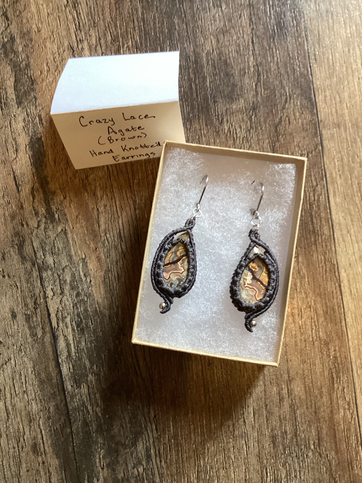 Brown Crazy Lace Agate Earrings 