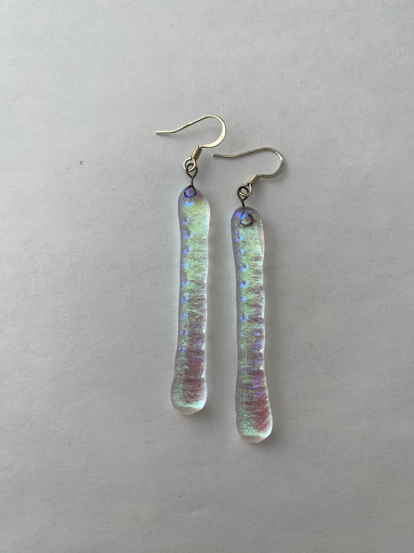 Dichro Glass Clear Long Skinny Earrings