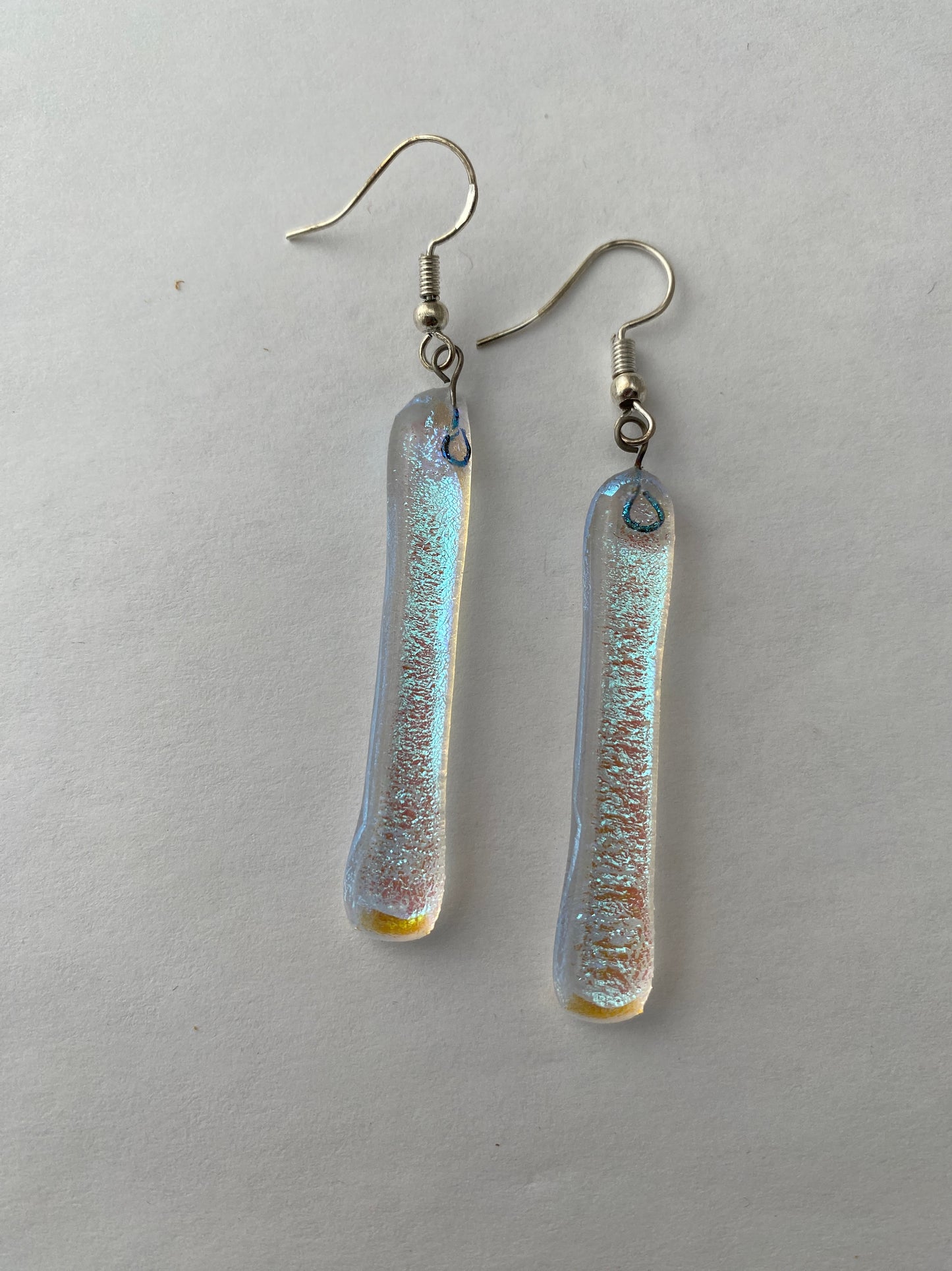 Dichro Glass Clear Long Skinny Earrings