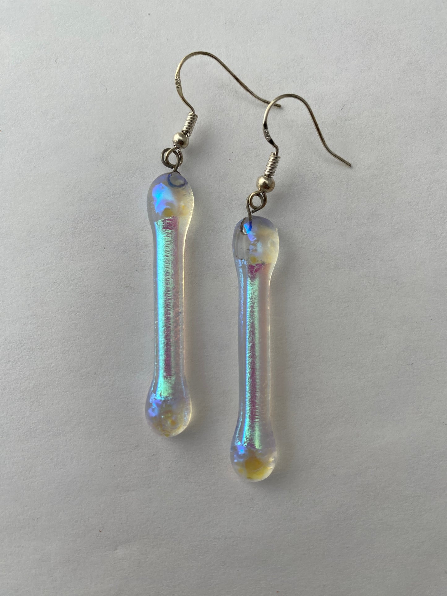 Dichro Glass Clear Long Skinny Earrings