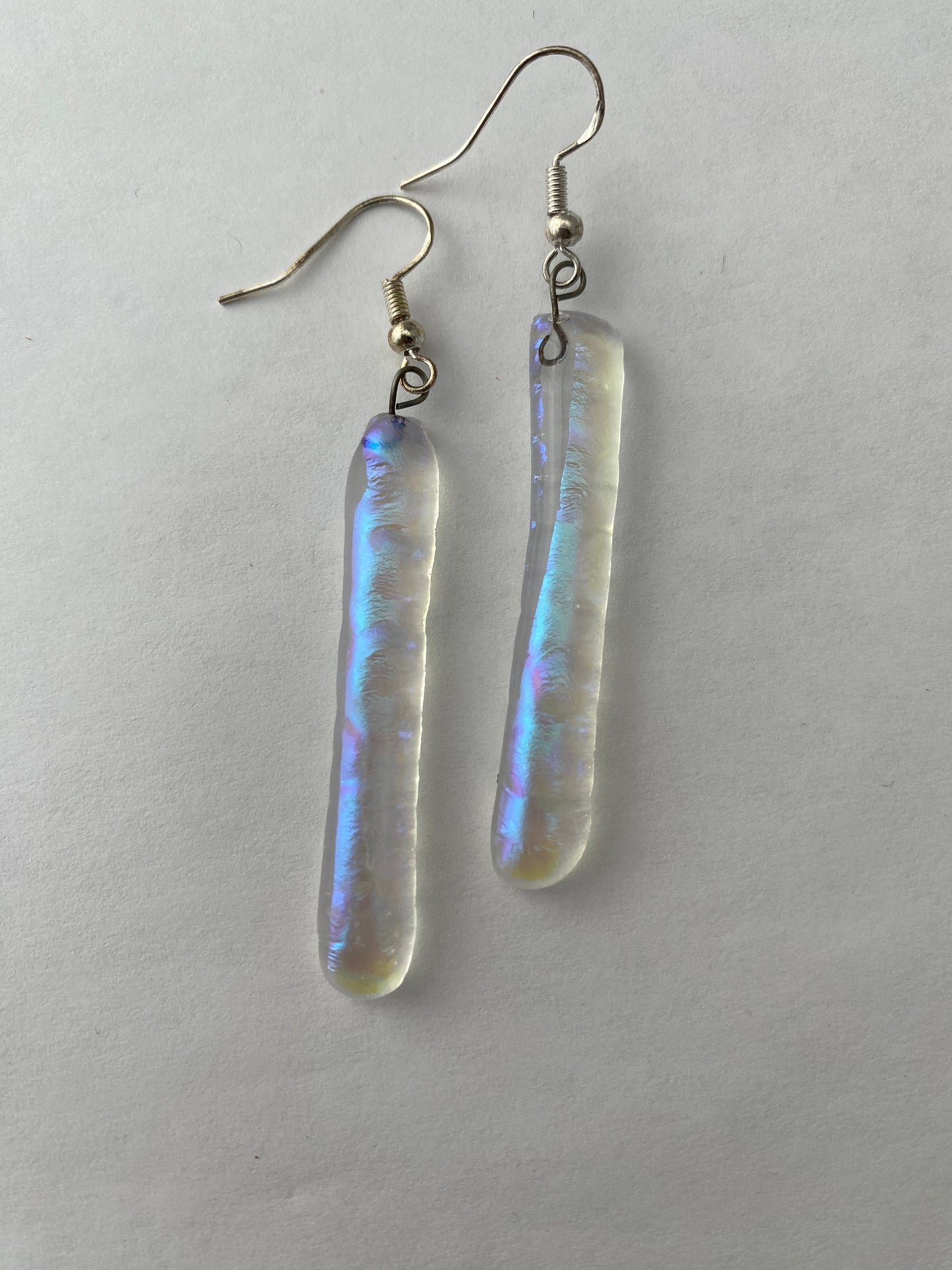 Dichro Glass Clear Long Skinny Earrings