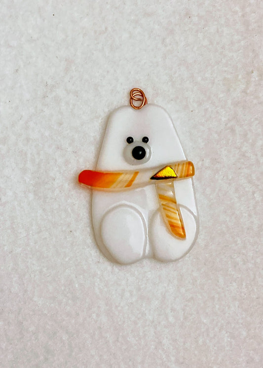 " Polar Bear " Fused Glass Ornament