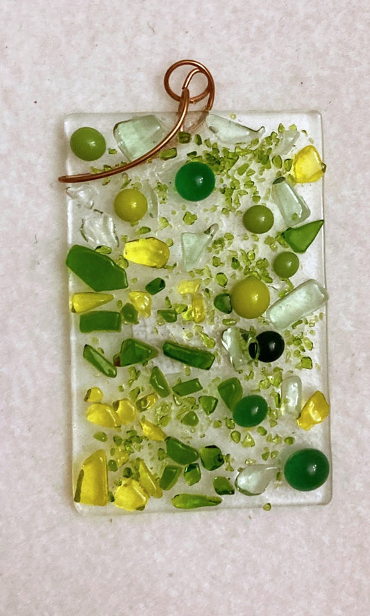 " Color Me Green " Fused Glass Sun Catcher