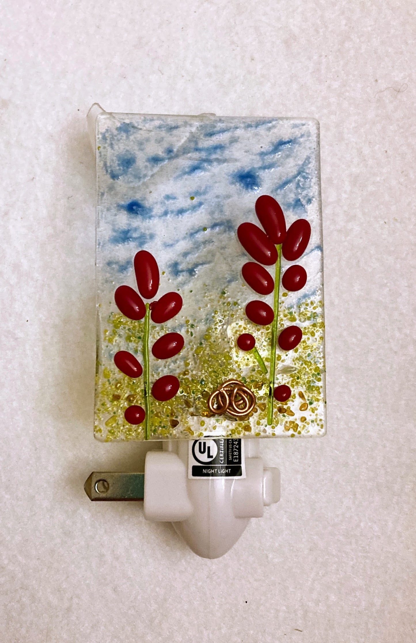 " Indian Paint Brush " Fused Glass Nightlight