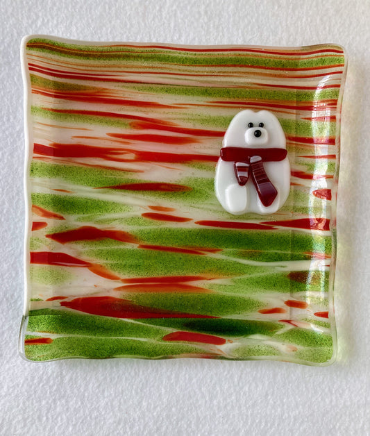 "Arctic Guardian" Fused Glass Dish