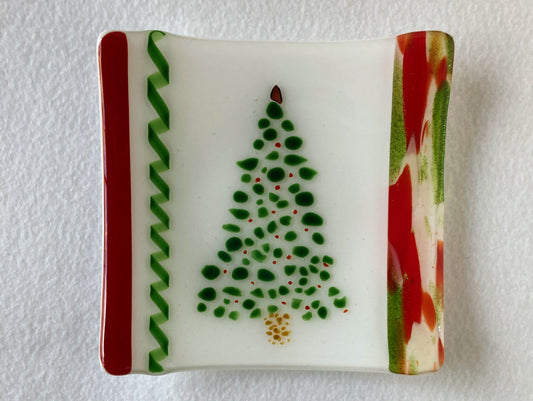 " Evergreen" Fused Glass Dish