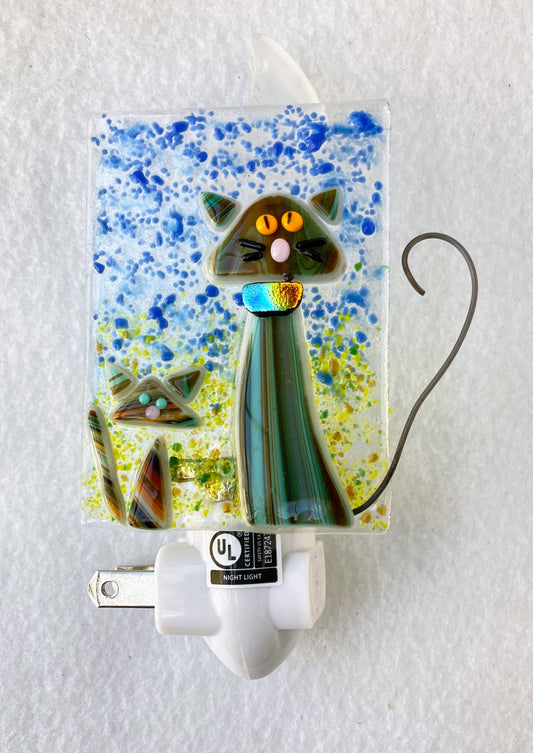 "Cozy Companions" Fused Glass Nightlight