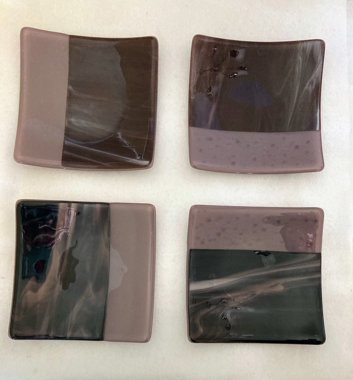 "Twilight Elegance" Fused Glass Dish Set of 4