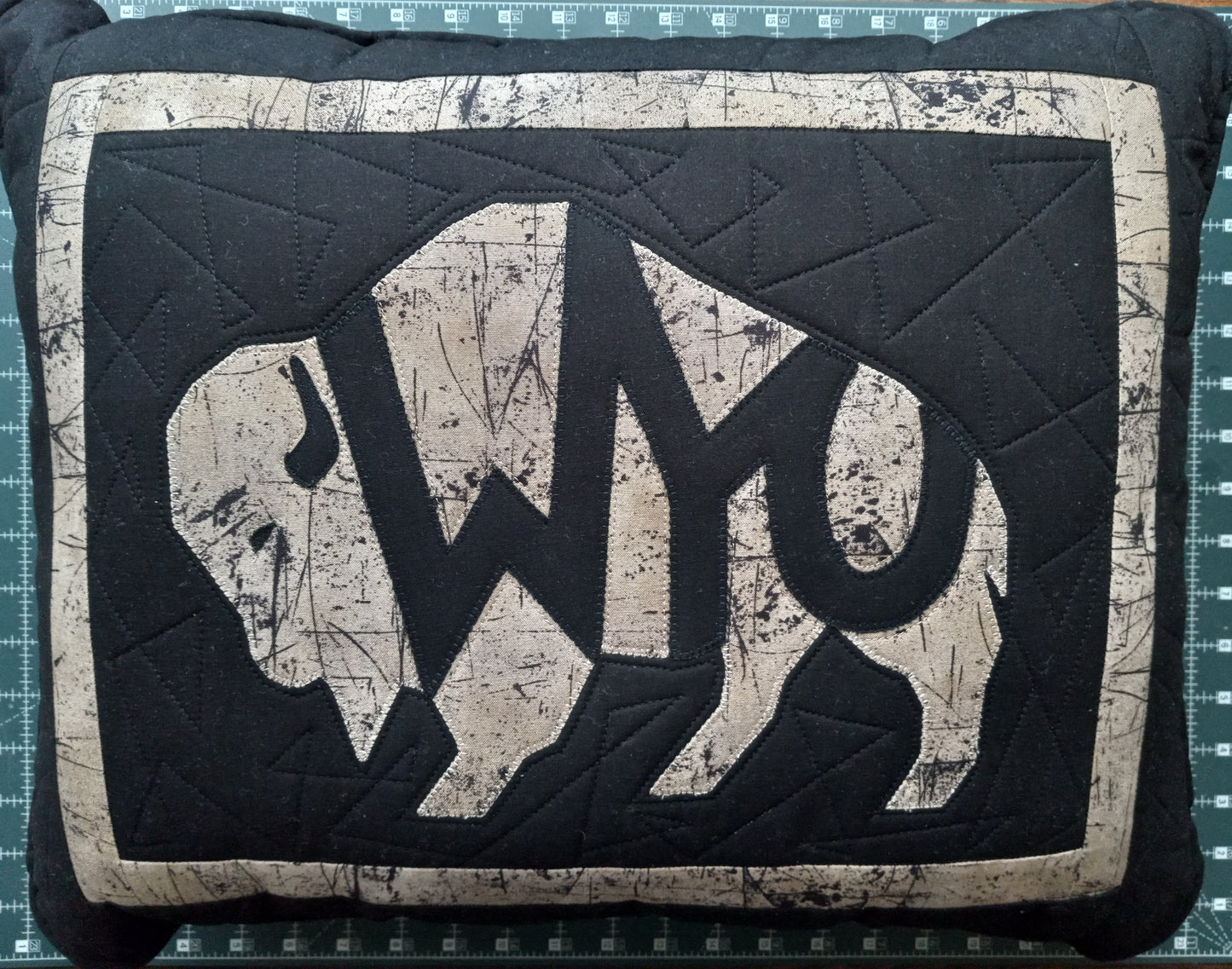 "WYO Bison" Pillow Black and Tan