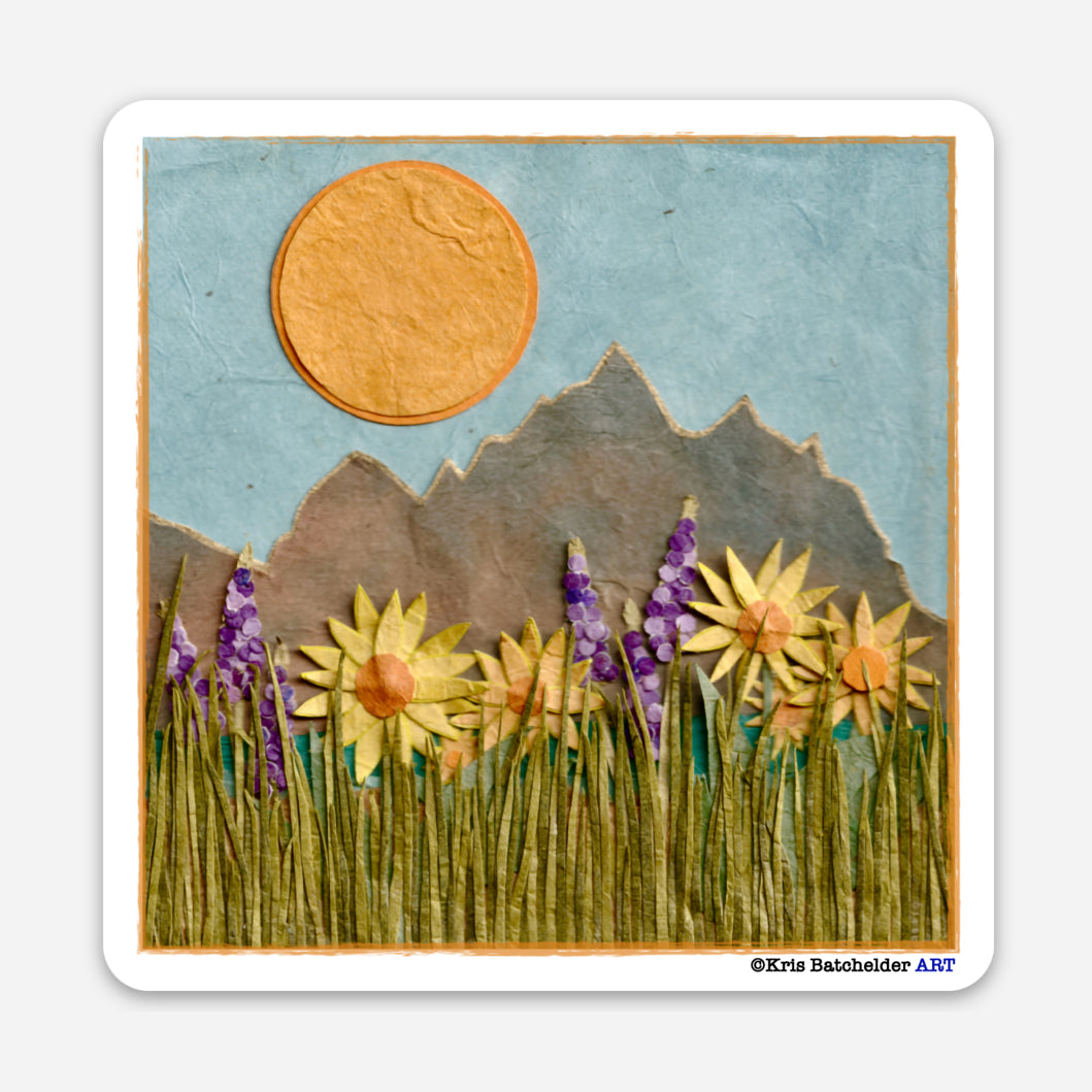 " Teton Wildflowers " Paper Collage Art