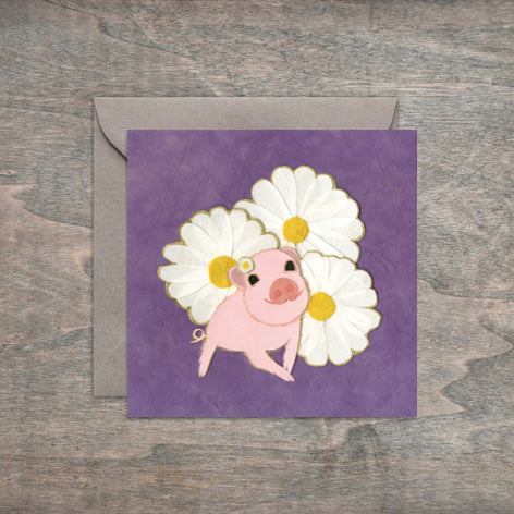 " Piglet and Daisy Explosion " Paper Collage Art