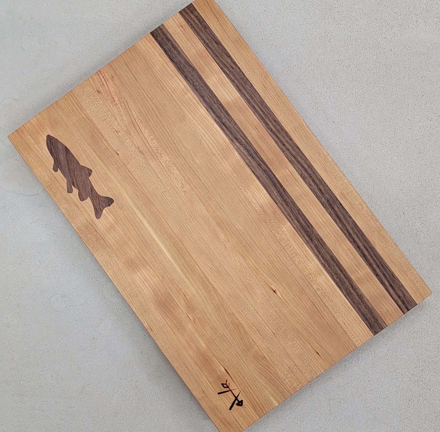 " Trout " Cherry and Walnut Wood Cutting Board