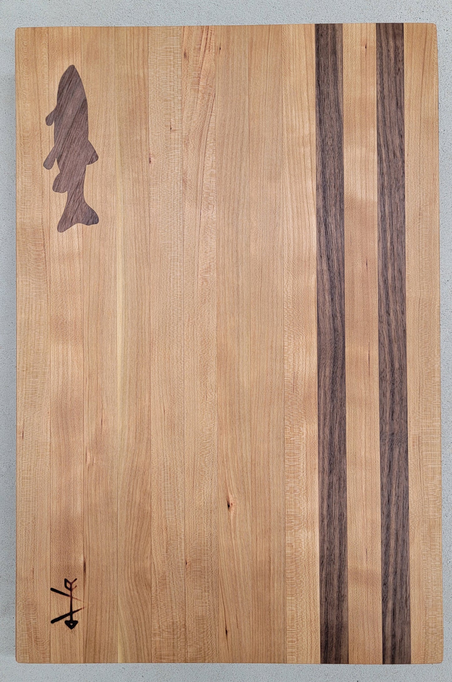 " Trout " Cherry and Walnut Wood Cutting Board