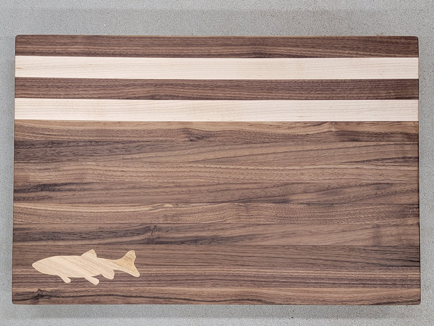 " Trout " Maple and Walnut Wood Cutting Board