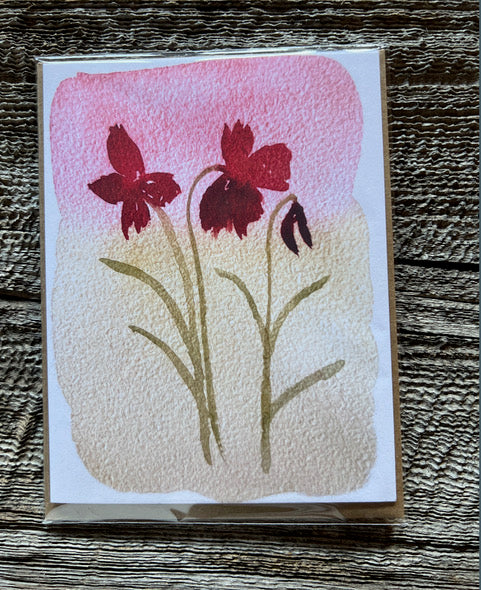 " Whispy Red Flowers " Greeting Card