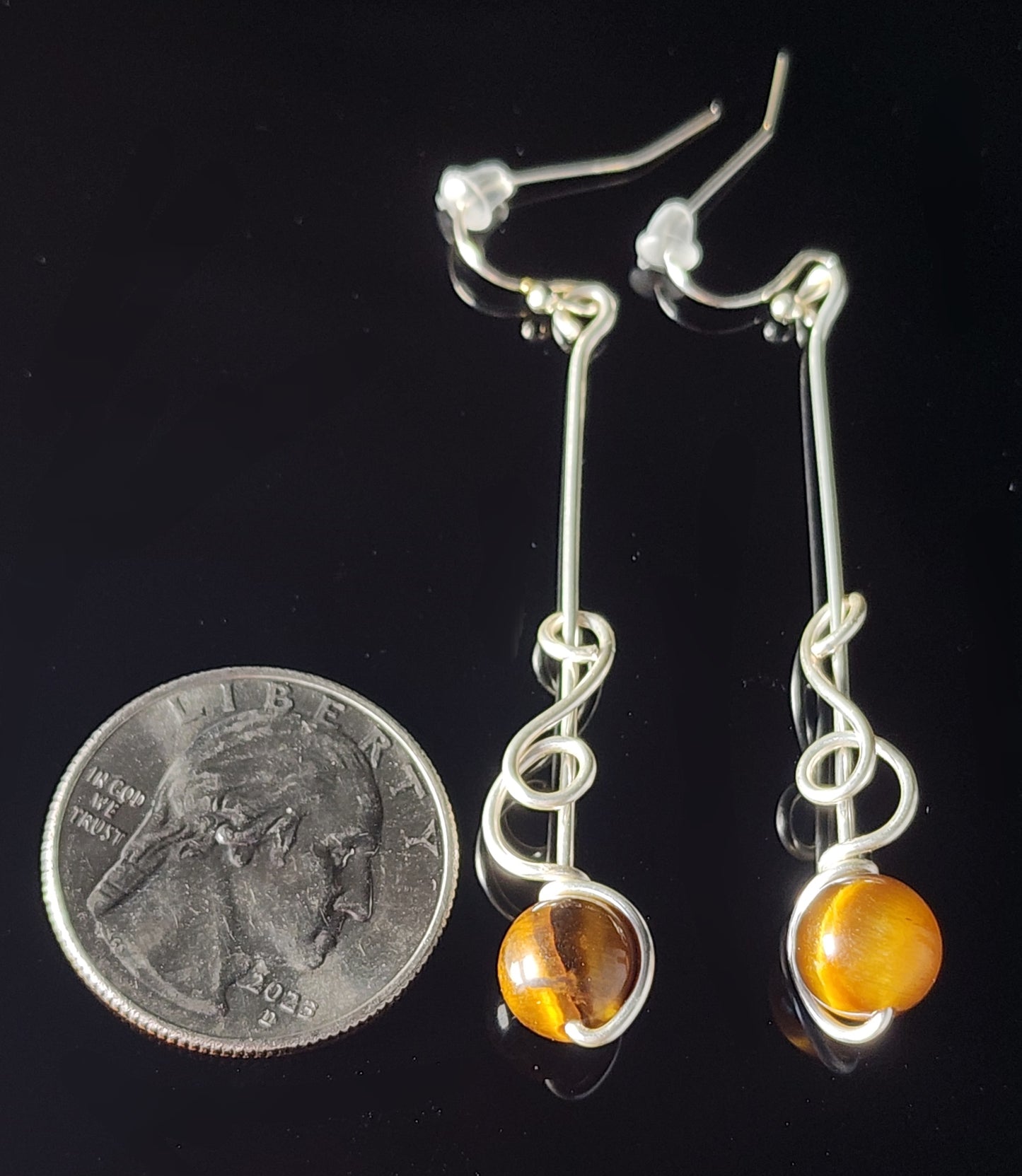 Tiger's Eye Sphere Dangle Earrings