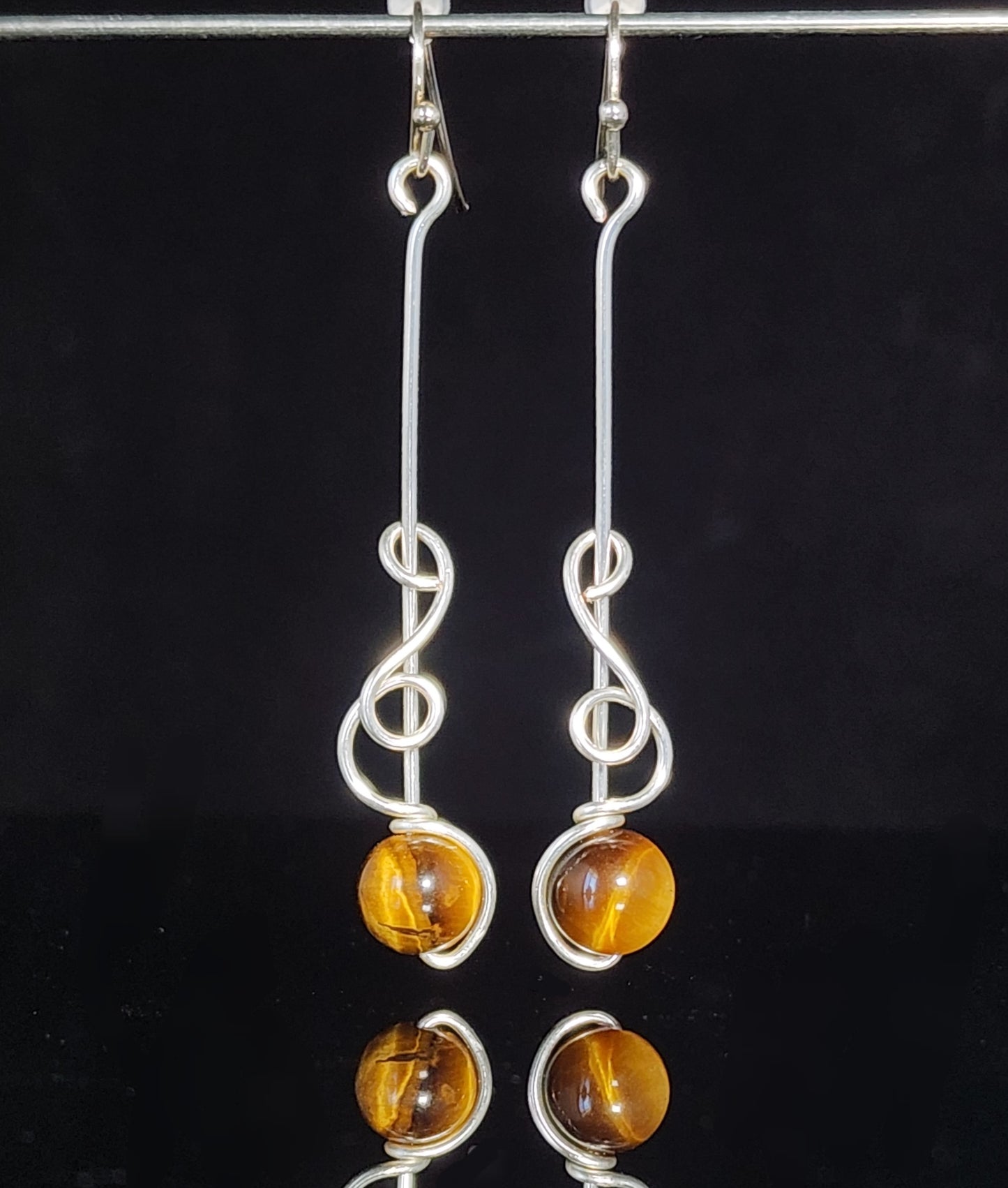 Tiger's Eye Sphere Dangle Earrings