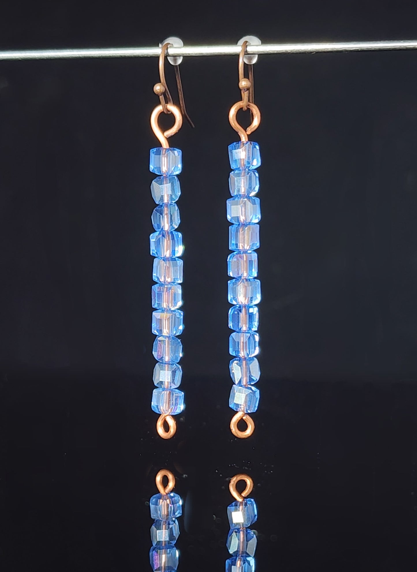 Cut Blue Crystal Dangle Earrings