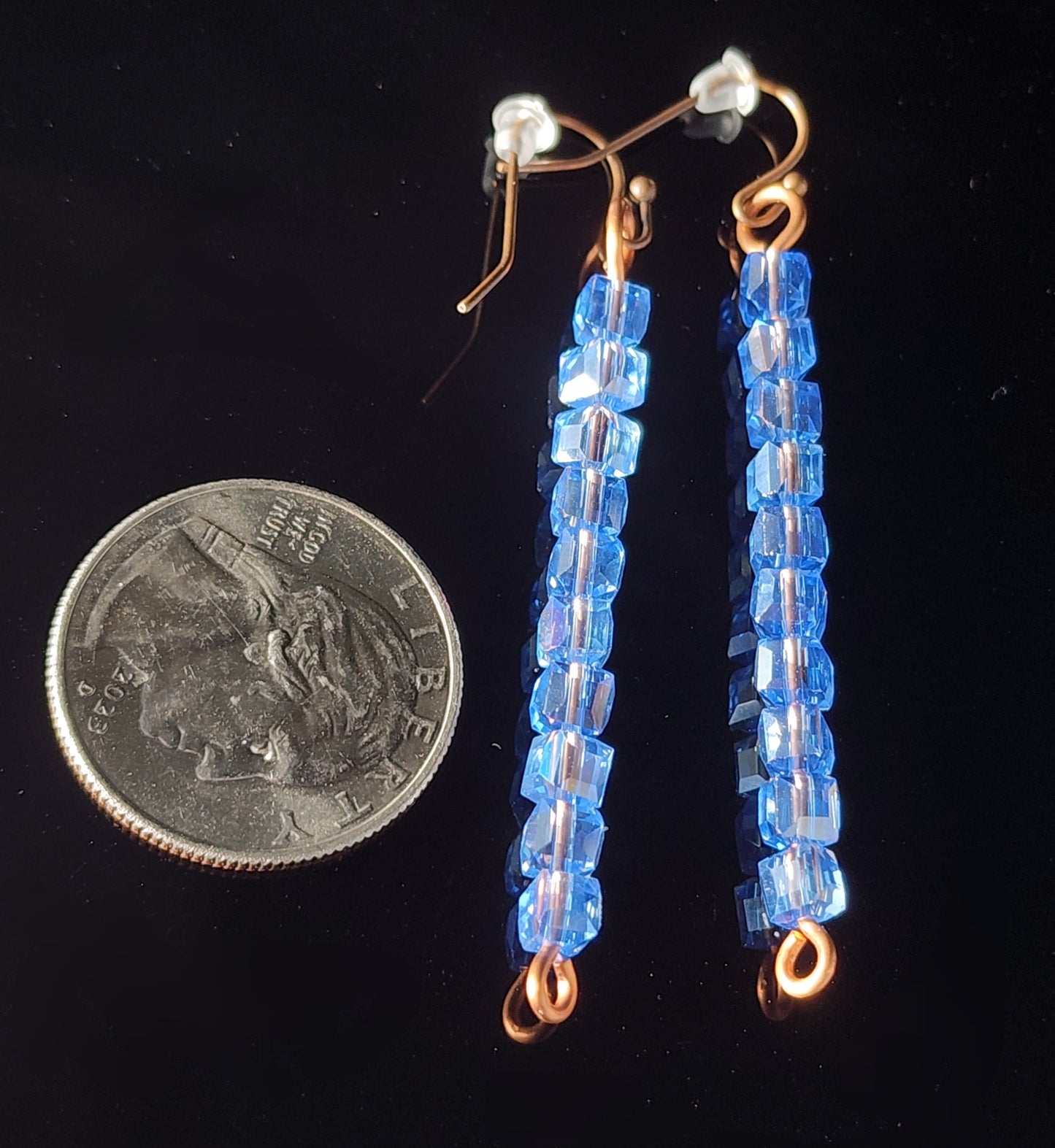 Cut Blue Crystal Dangle Earrings