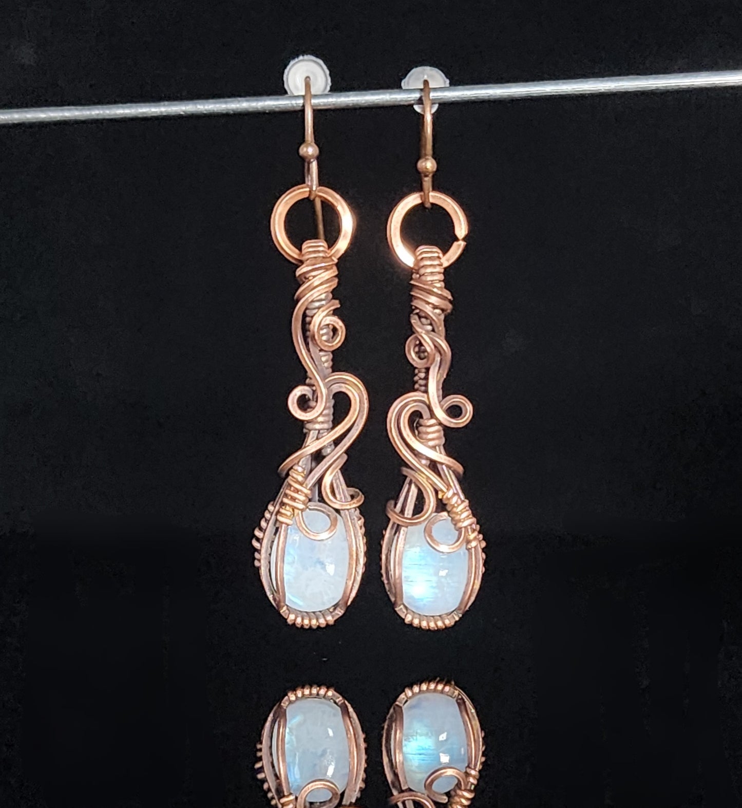 Rainbow Moonstone Dangle Earrings