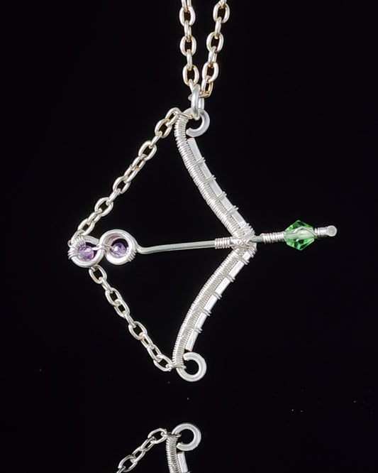 Bow and Arrow Pendant with Amethyst