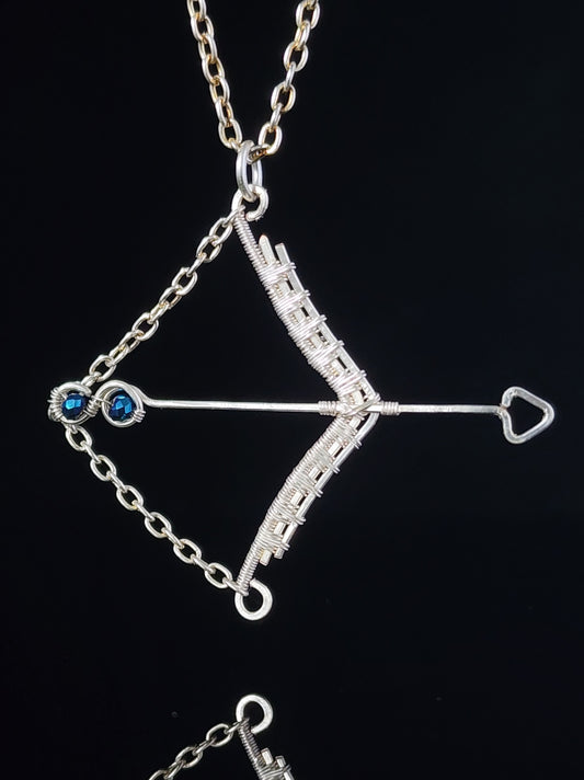 Bow and Arrow Pendant with Blue Beads