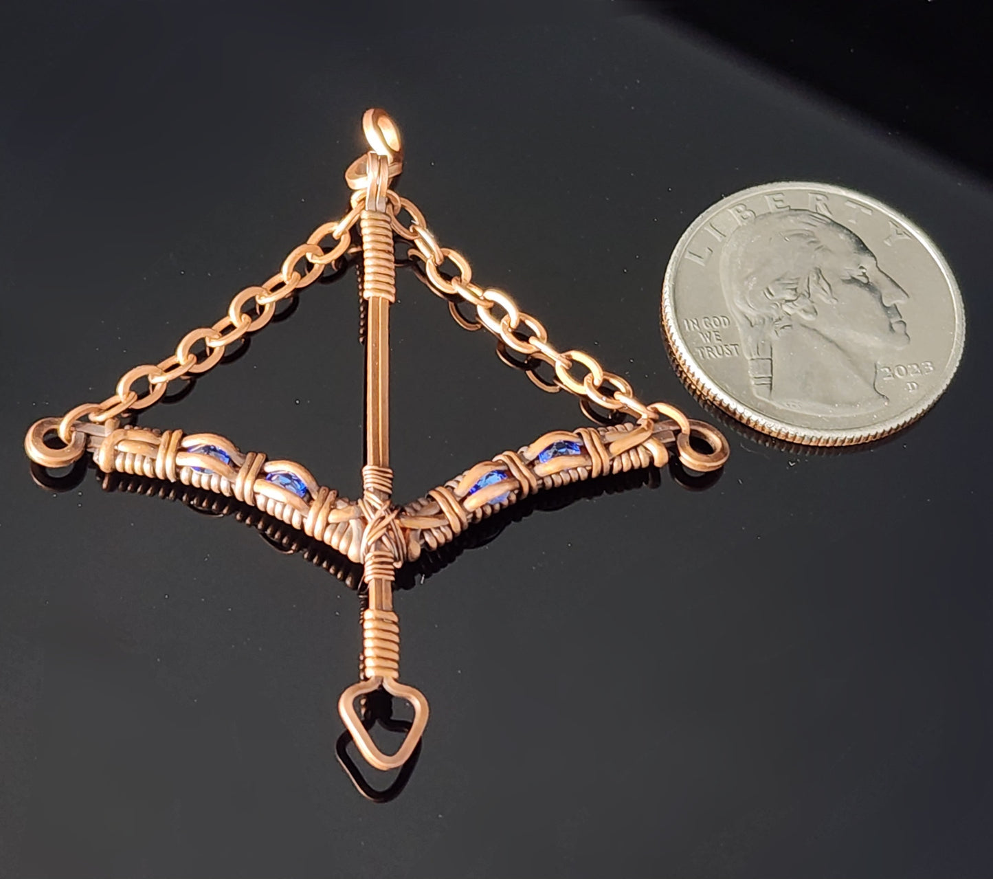 Channel Set Bow and Arrow Pendant