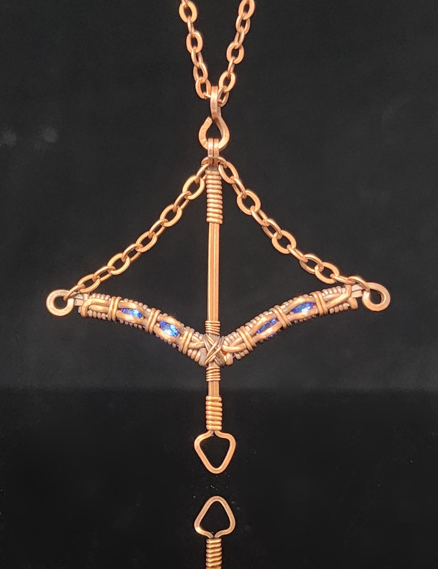 Channel Set Bow and Arrow Pendant