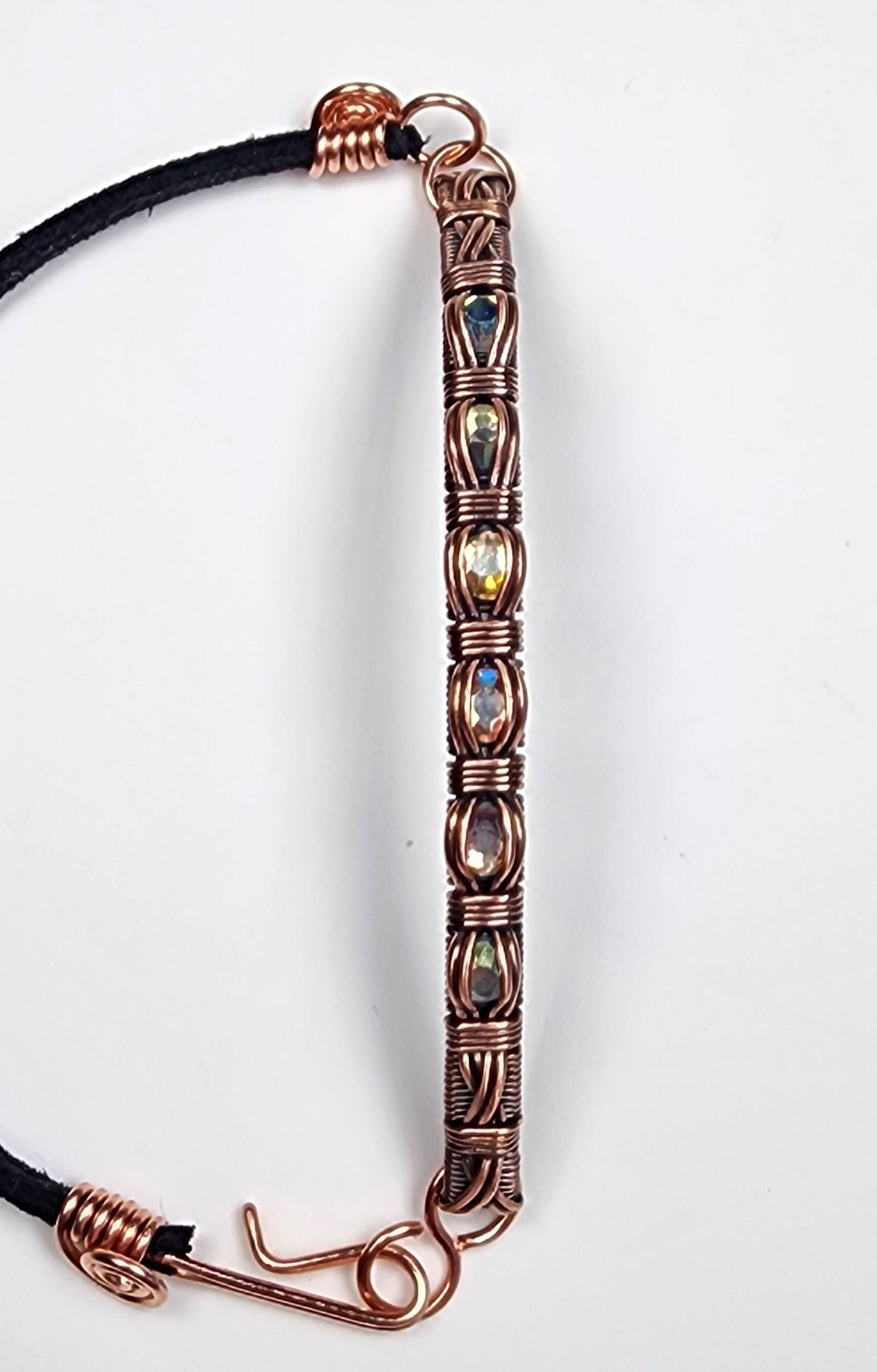 Channel Set Bracelet with Iridescent Beads