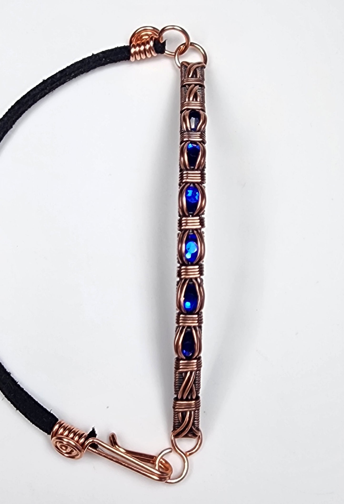 Channel Set Bracelet with Dark Blue Beads