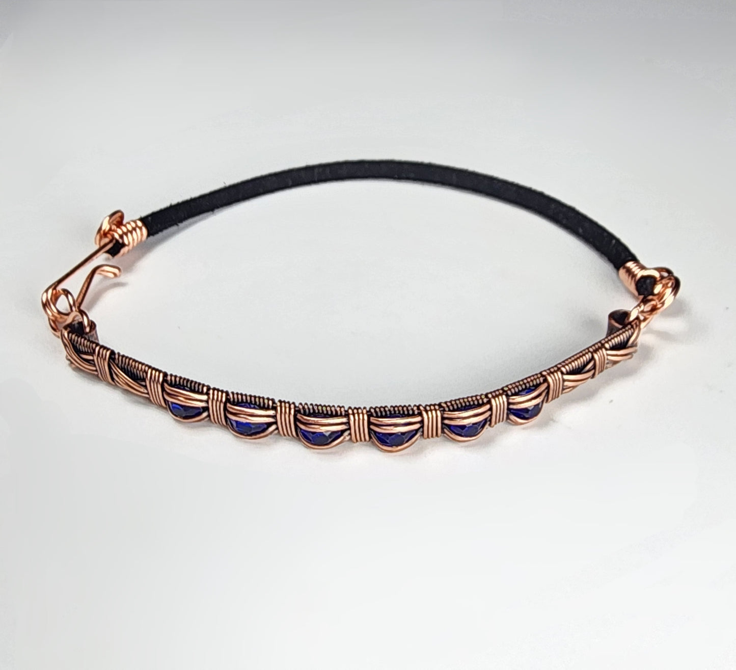 Channel Set Bracelet with Dark Blue Beads