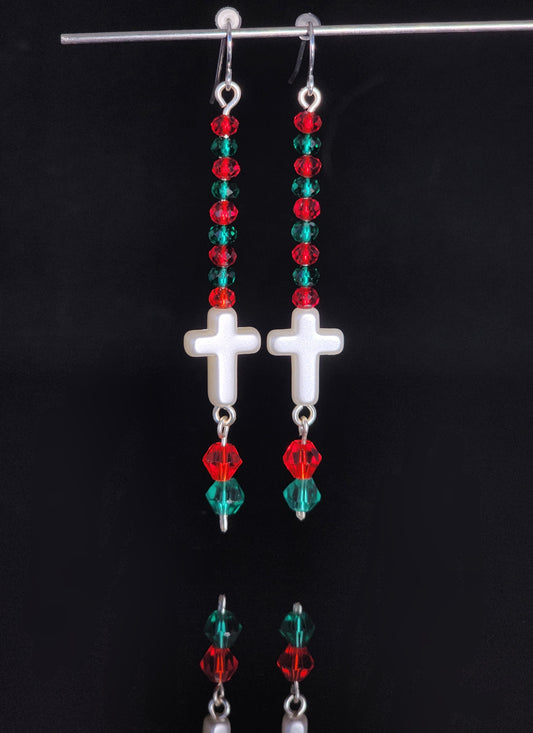 Christmas Cross Earrings