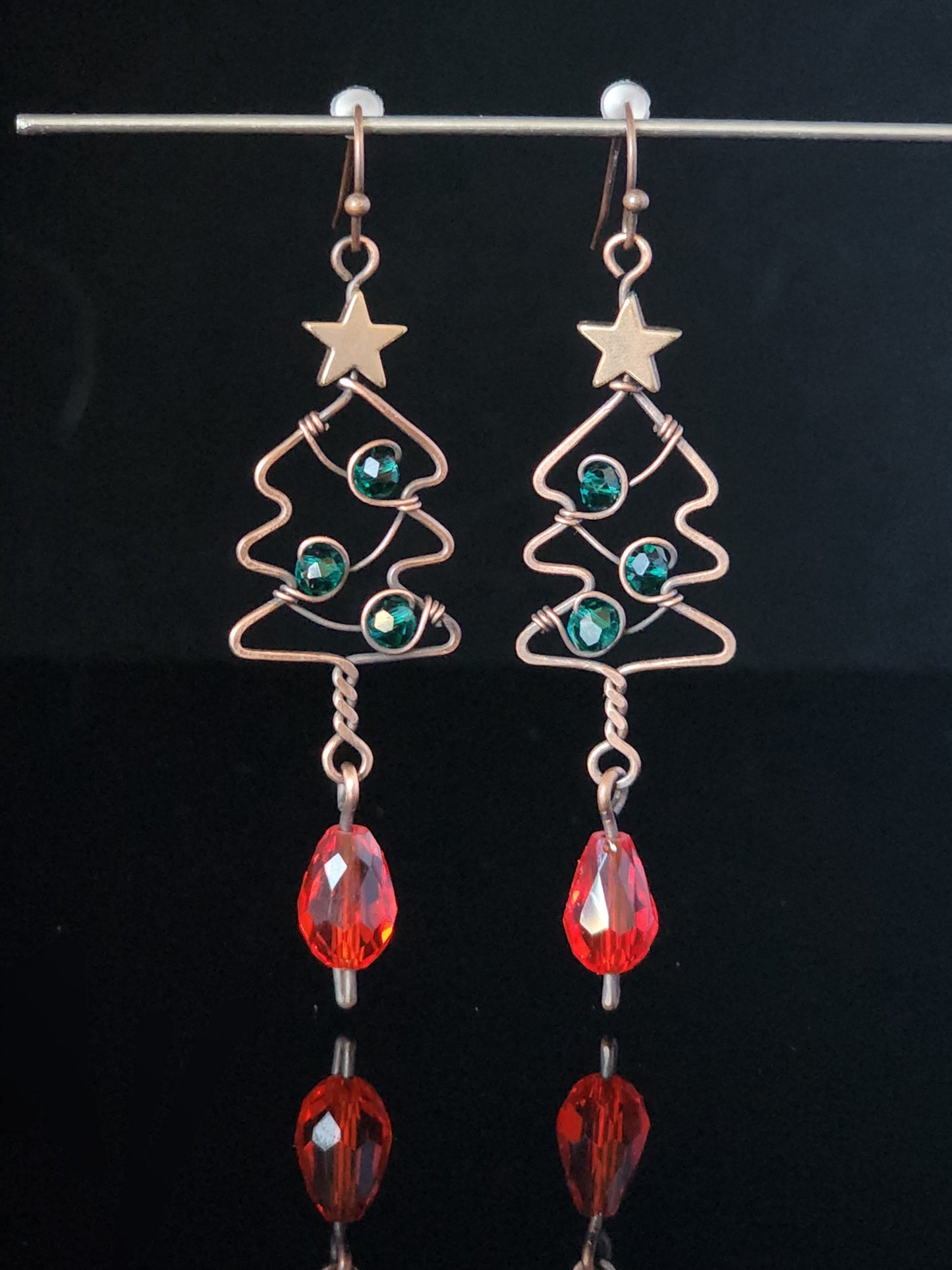 Christmas Tree Earrings in Green