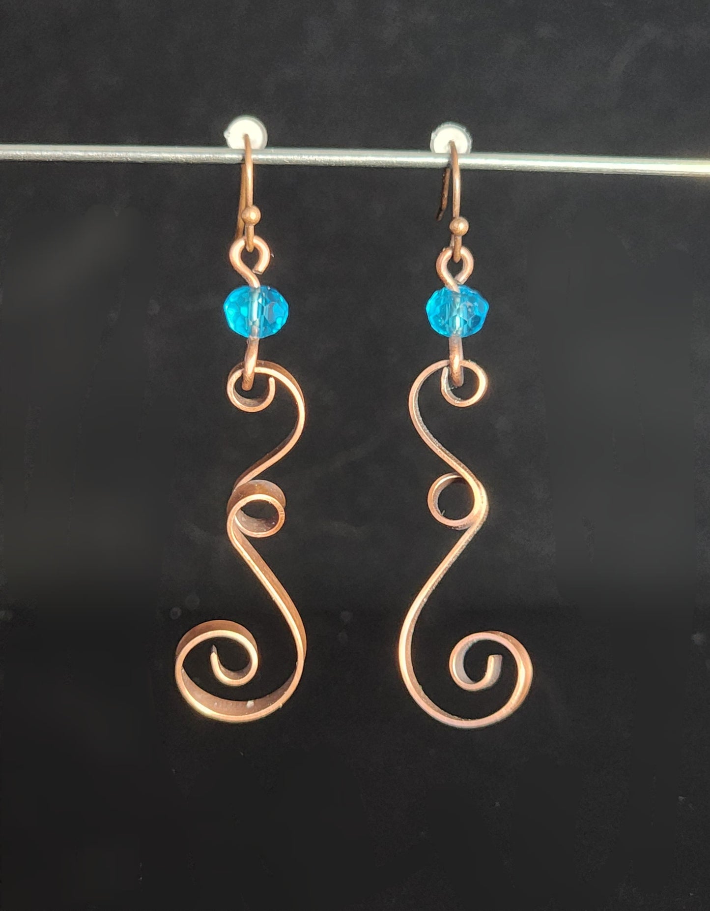 Copper Strip Decorative Scroll Earrings