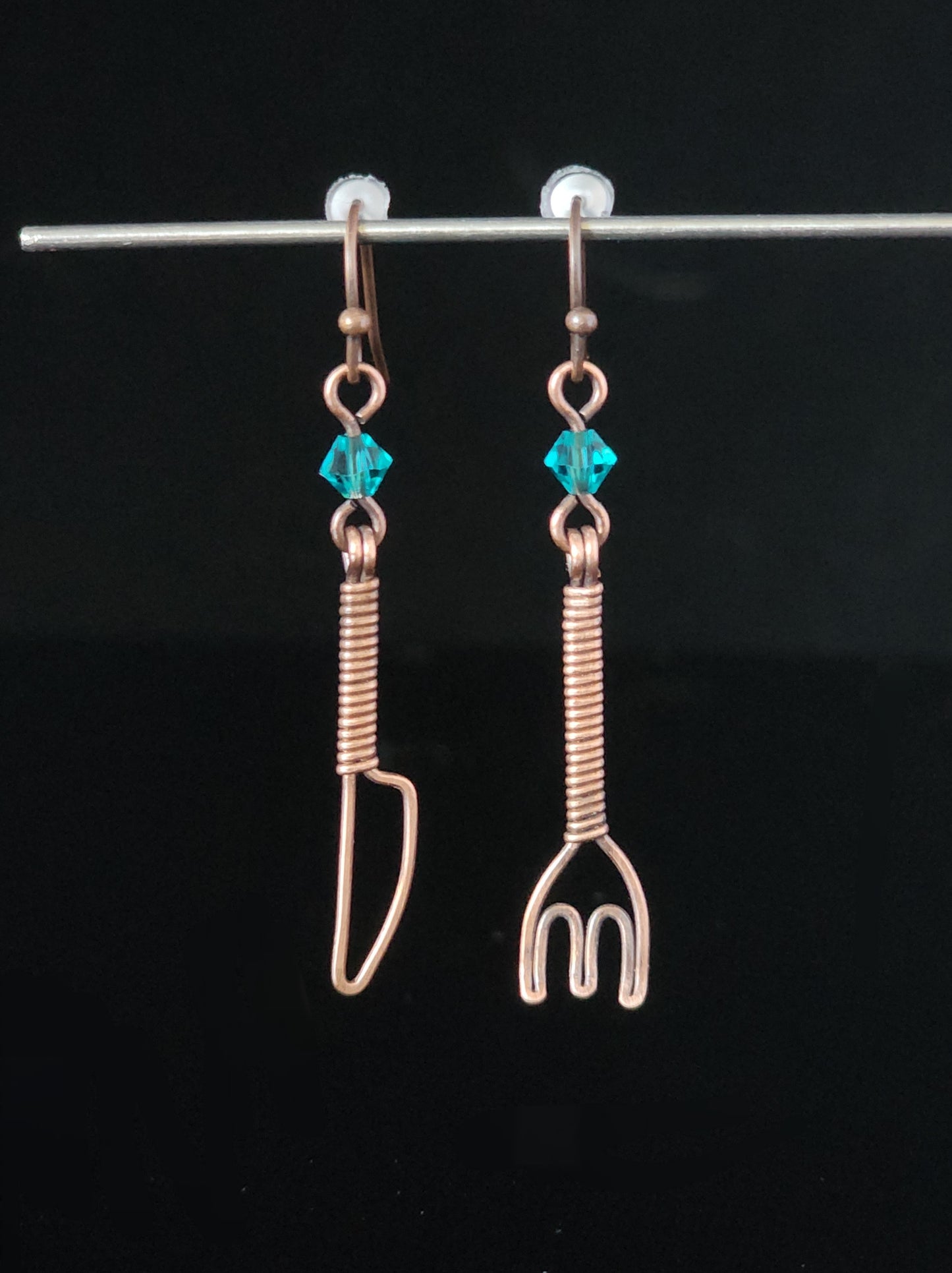 Fork and Knife in Green Earrings