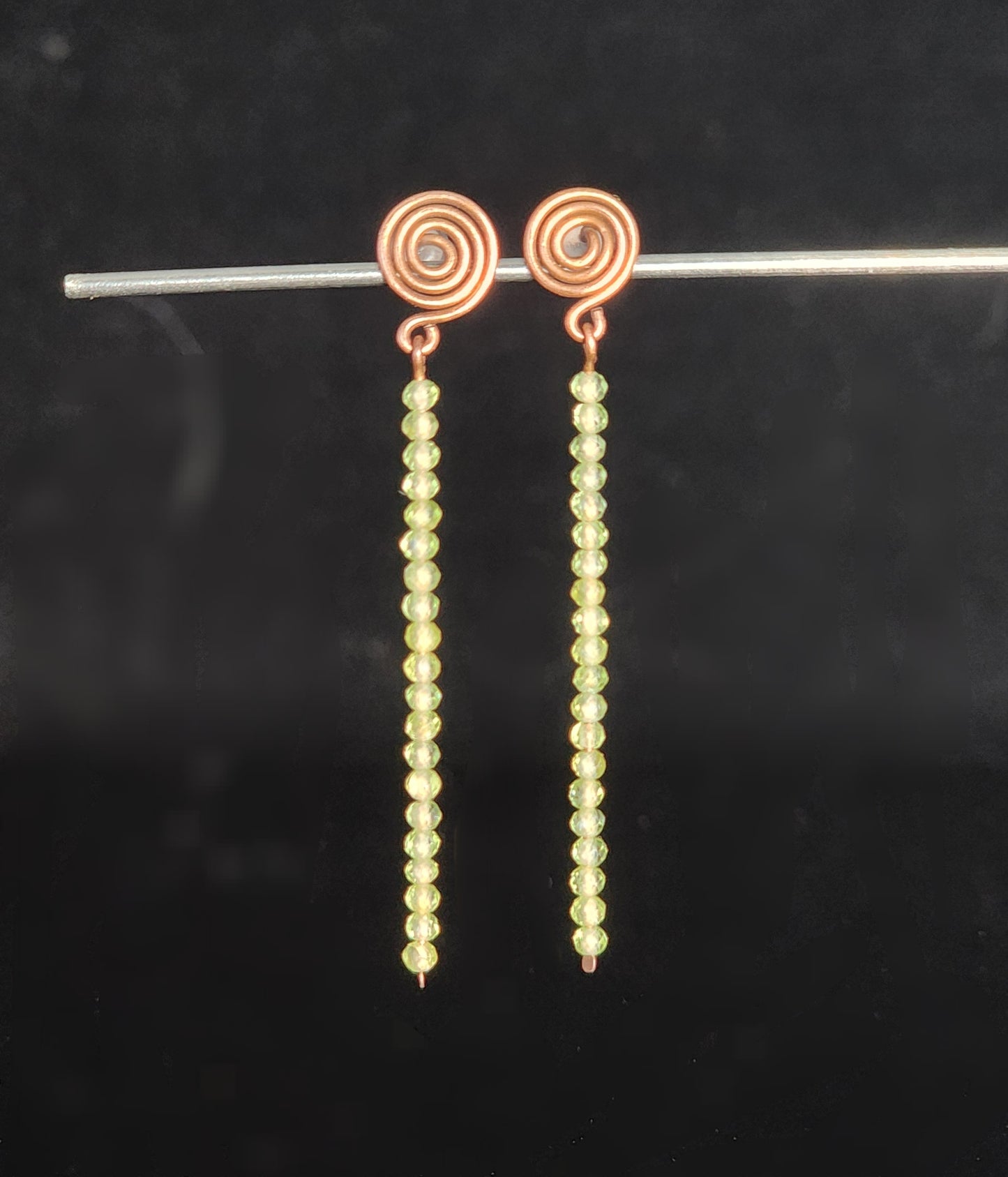 Copper Swirl with Peridot Stud Earrings