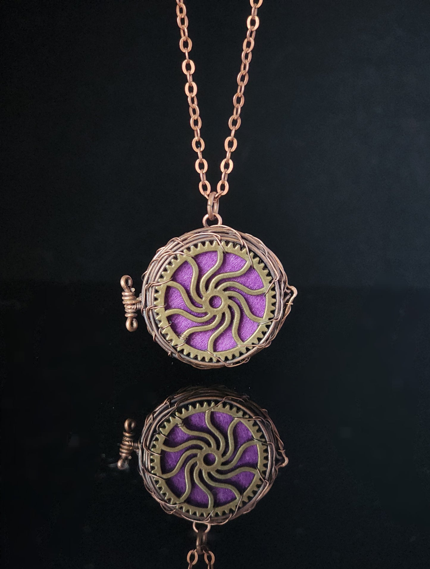 Steampunk Essential Oil Locket Pendant Necklace #2