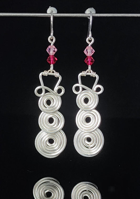 Spiral Snowman Pink Earrings