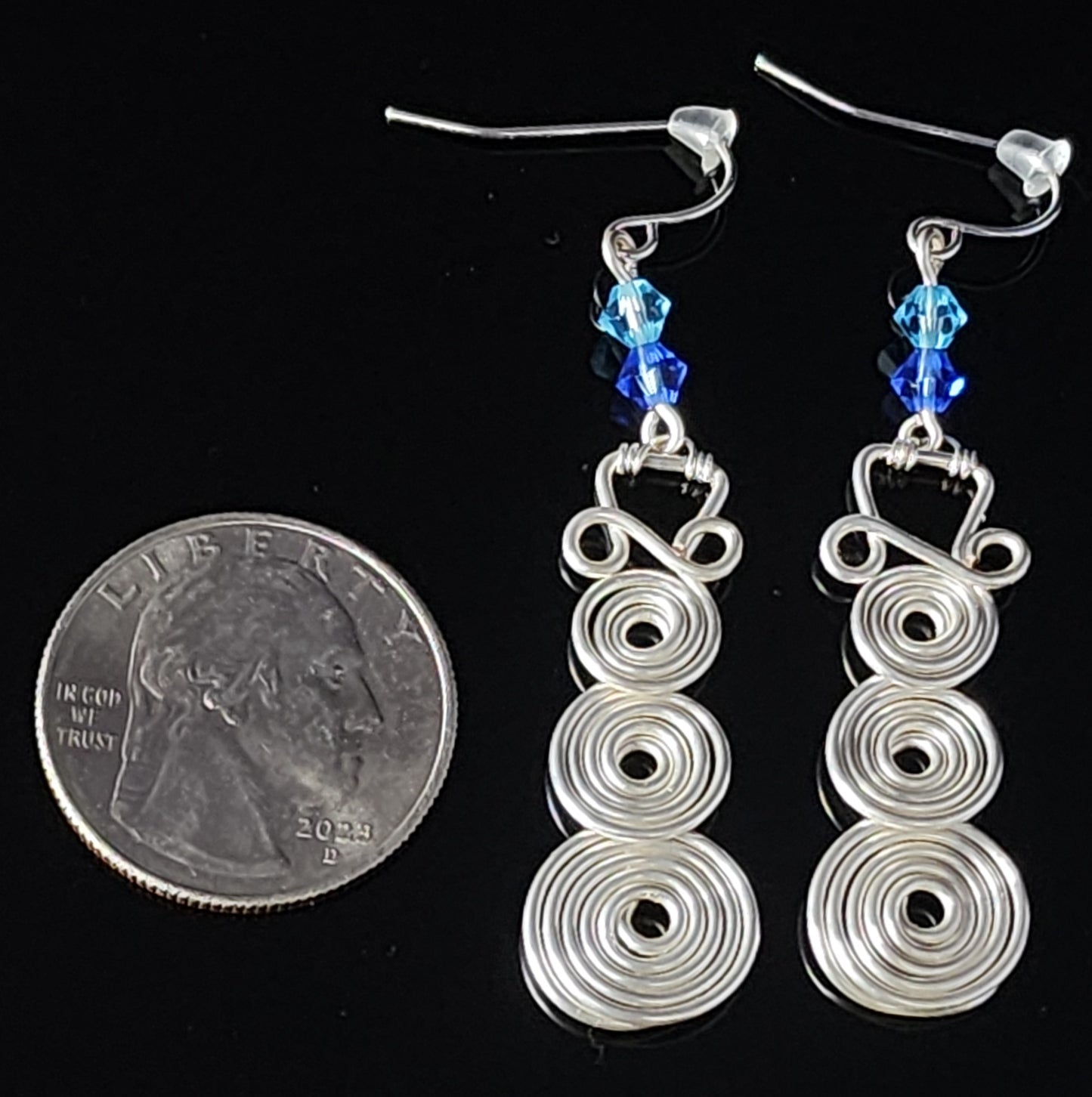 Spiral Snowman Blue Earrings