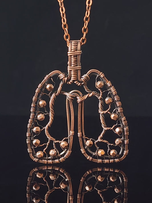 Anatomical Lungs Pendent Copper Necklace