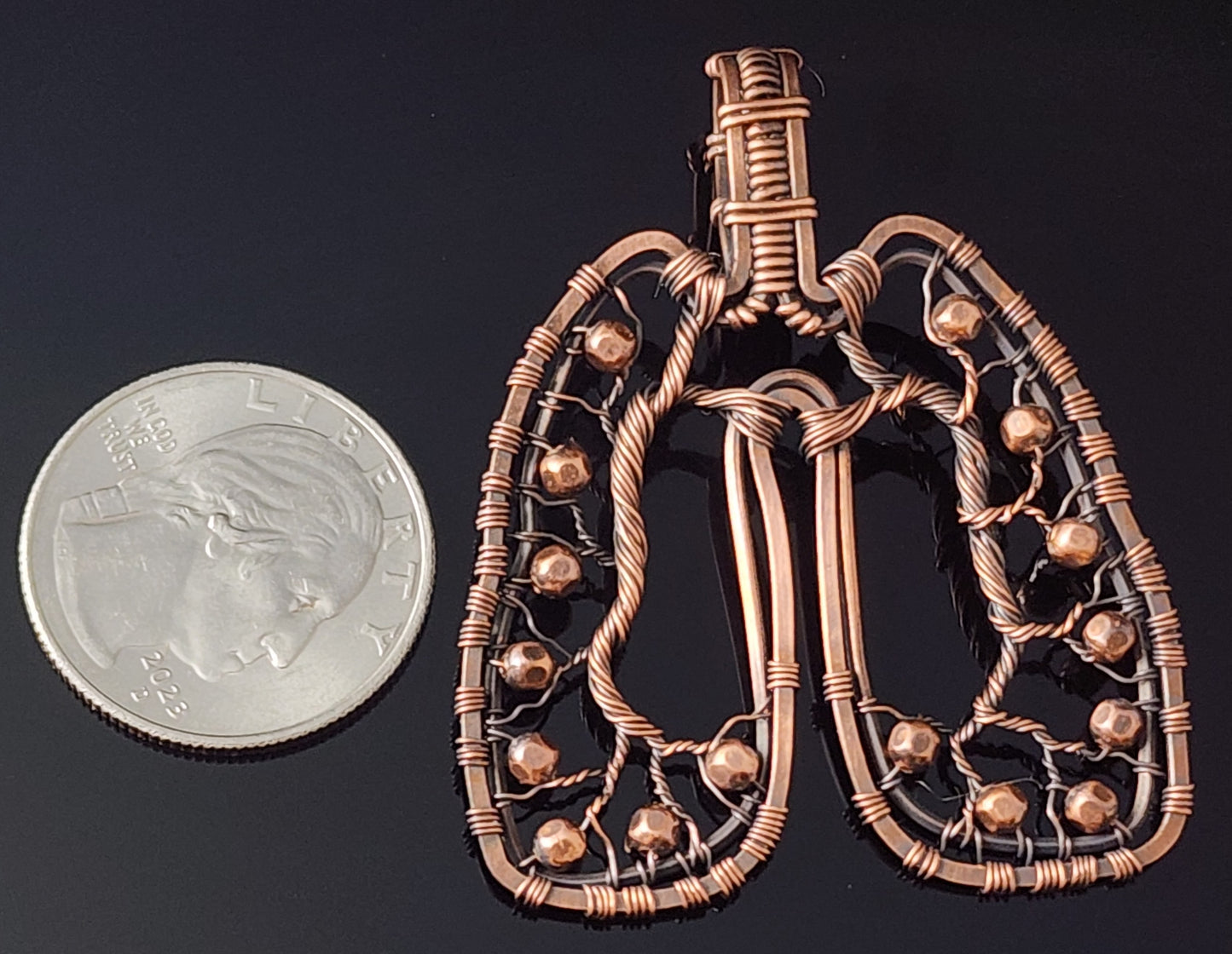 Anatomical Lungs Pendent Copper Necklace