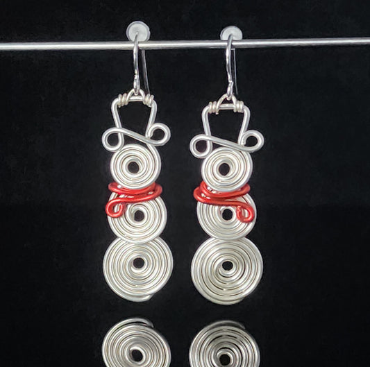 Spiral Snowman with Scarf Earrings